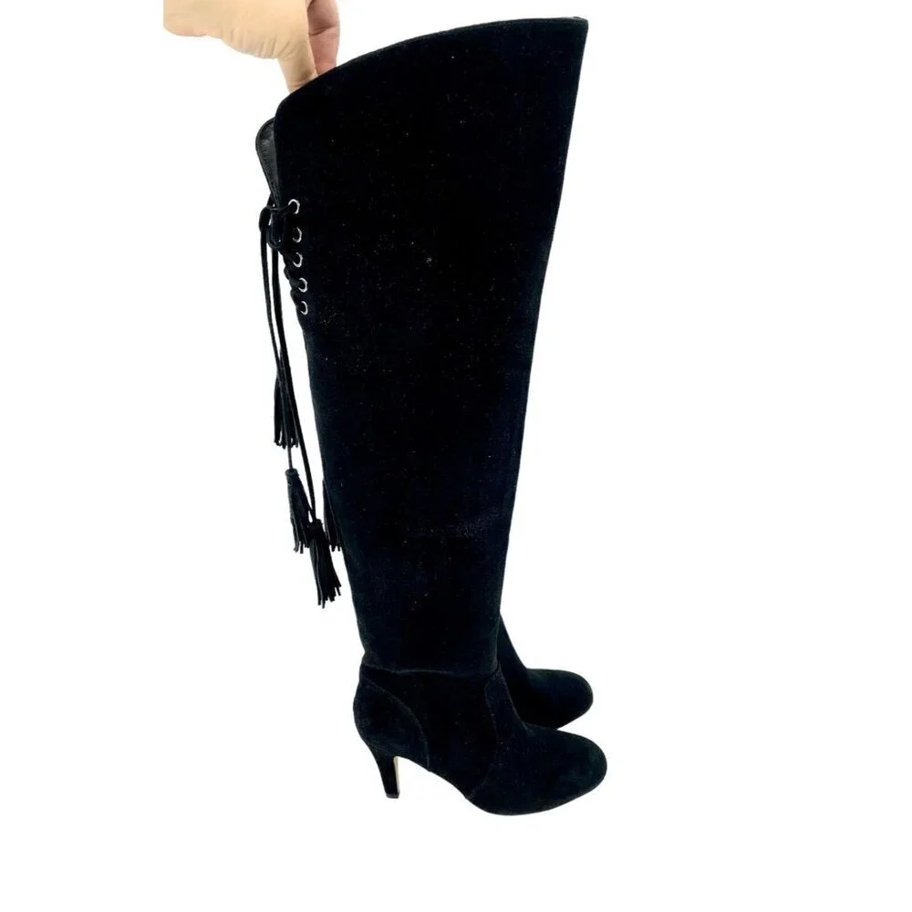 Vince Camuto Cherline Black Suede Leather Over the Knee Boots SZ 6 New